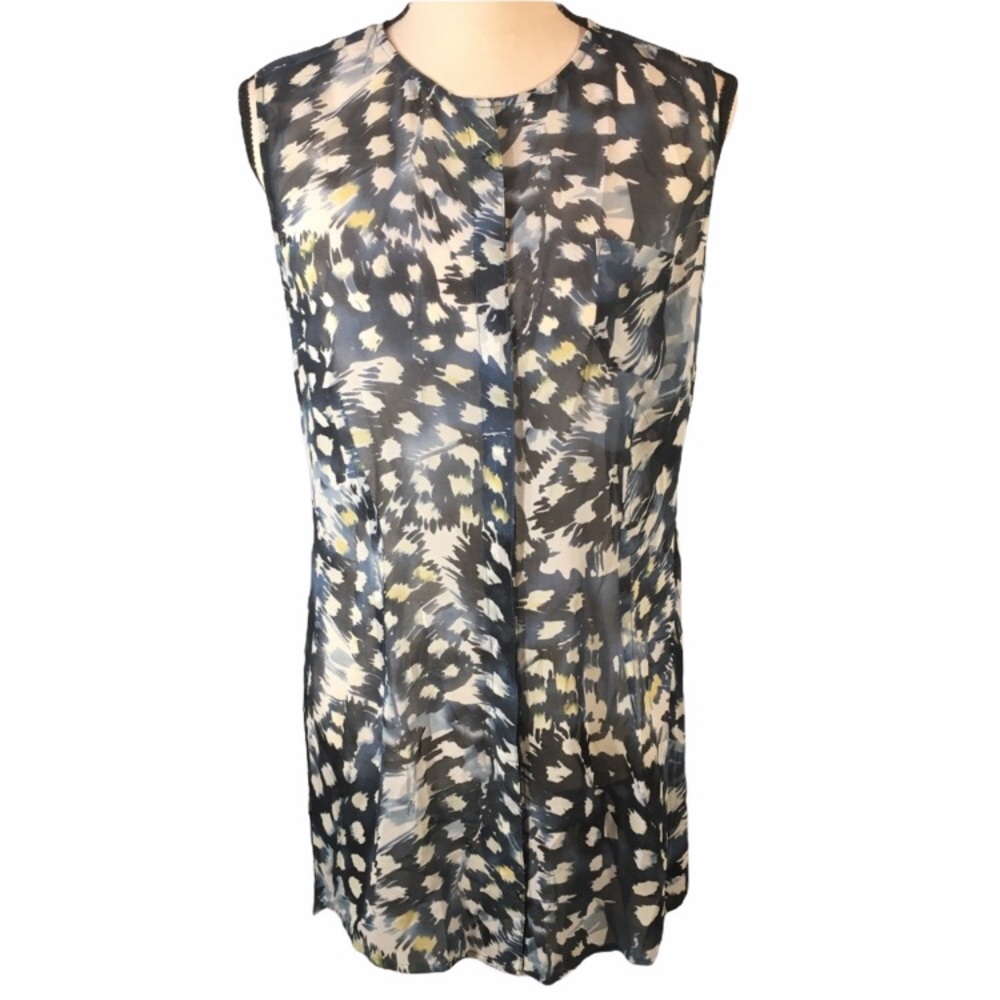 CAbi Button Down Avery Tunic Semi Sheer Blouse SzS